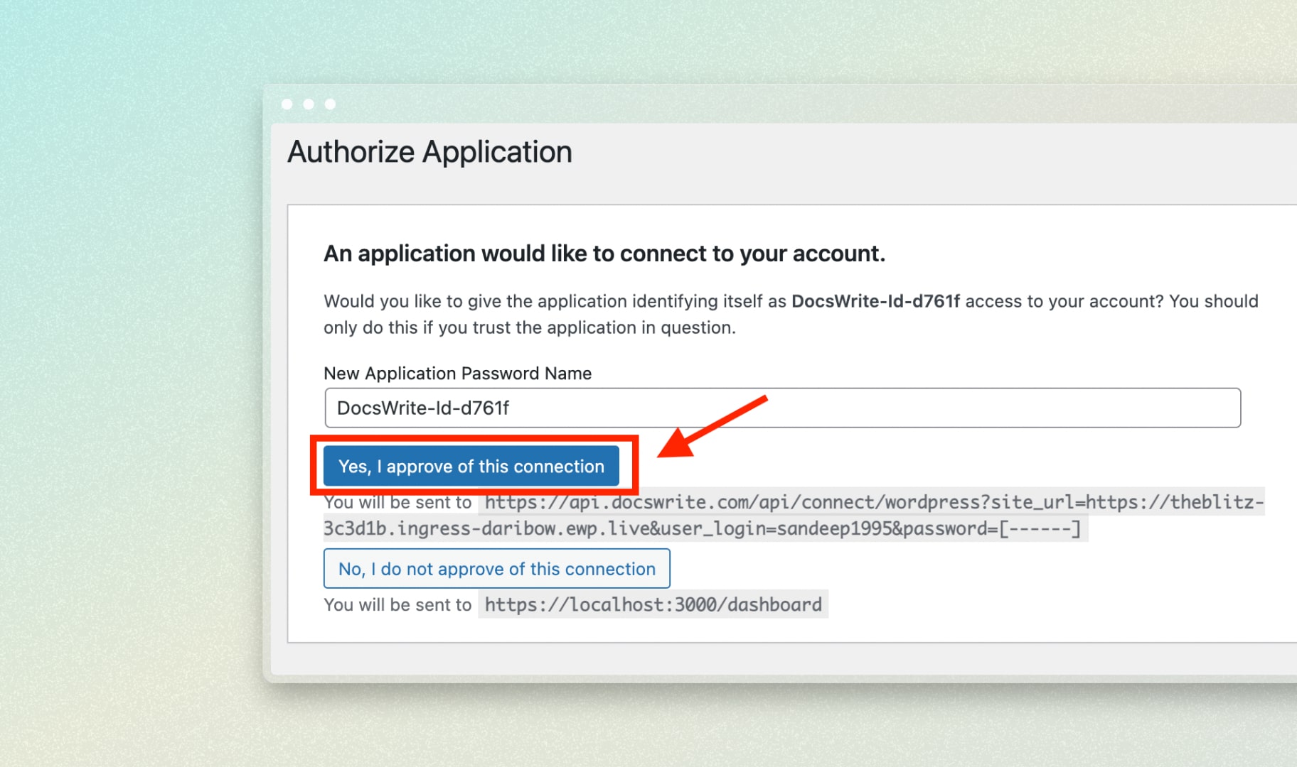 Authorize Docswrite on your WordPress Site