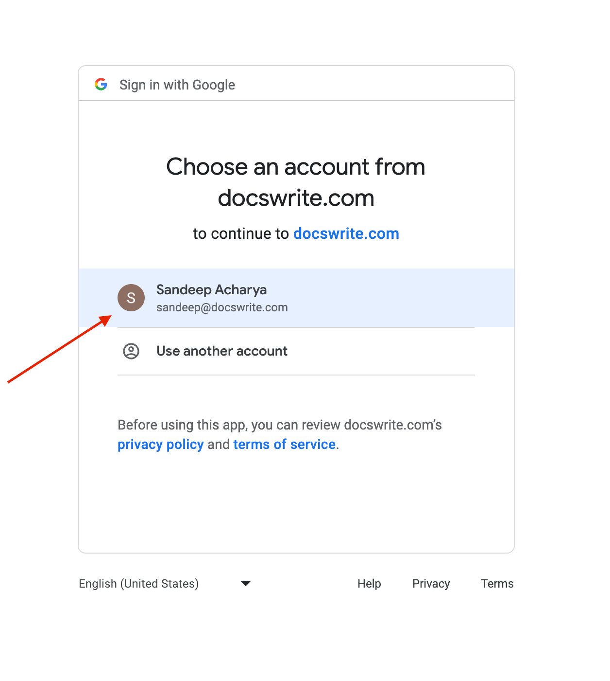 Select Google Account